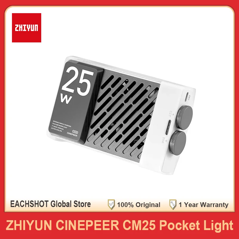 ZHIYUN CINEPEER CM25 25W LED Video Light 2700K-6200K CRI≥96 TLCI≥97 Bi Color Portable Mini Fill Light Handheld Pocket Lighting