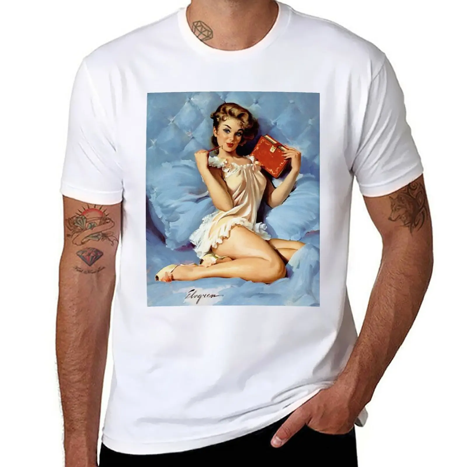 New Pin-Up Girl - Elvgren - Vintage T-Shirt quick-drying t-shirt Anime t-shirt mens vintage t shirts