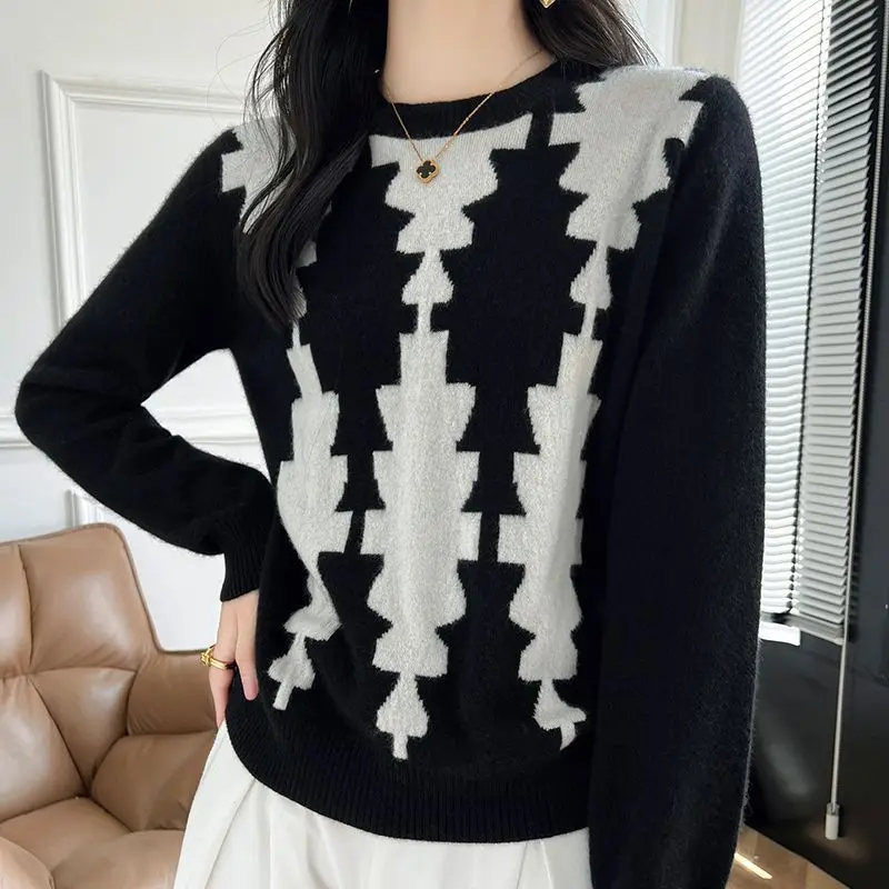 Female Clothing New Fashion Printed Autumn Winter Clothes Woman Pullover Tops Warm Bottoming Wear Women's Sweater Pull Blouse