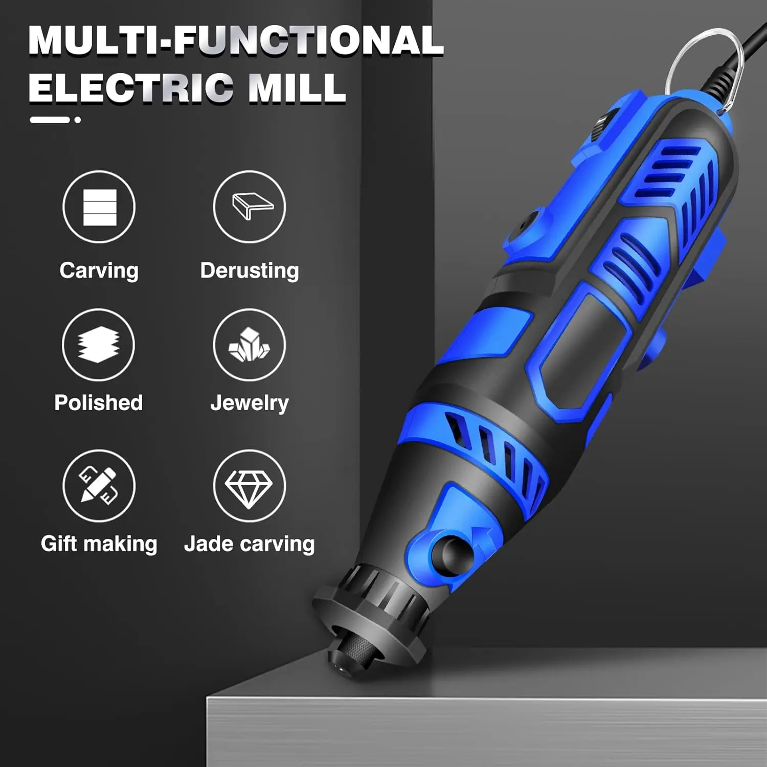 300W Power Electric Rotary Tool With 80pc Accessories Mini Rotary Multi-Tool Kit,6Variable Speed Electric Grinder Set