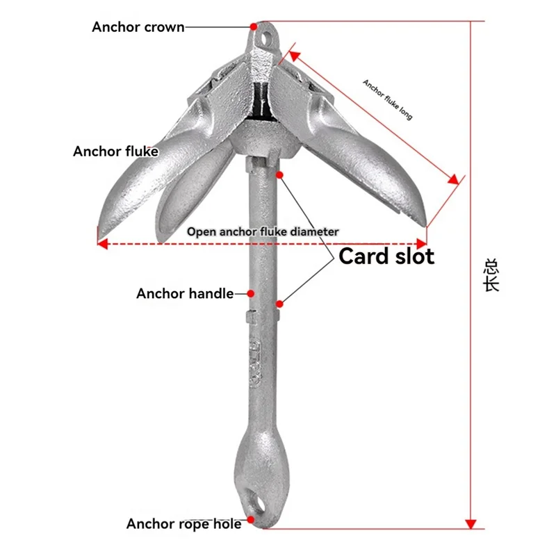 AB56-0,7 кг стальной складной якорь для водного транспорта, каяк, морской каноэ, лодка, плит, рыболовная лодка, якорь, аксессуары для лодки