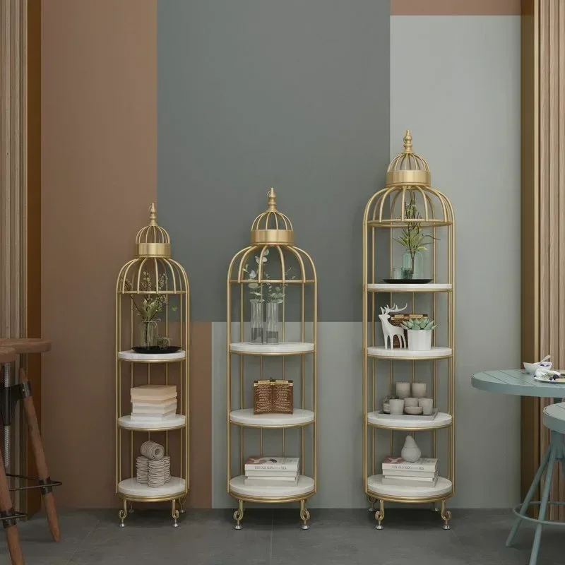 Nordic Bird Cage Flower Rack Living Room Shelf Corner Floor Multilayer Storage Cosmetics Shop Window Display Furniture