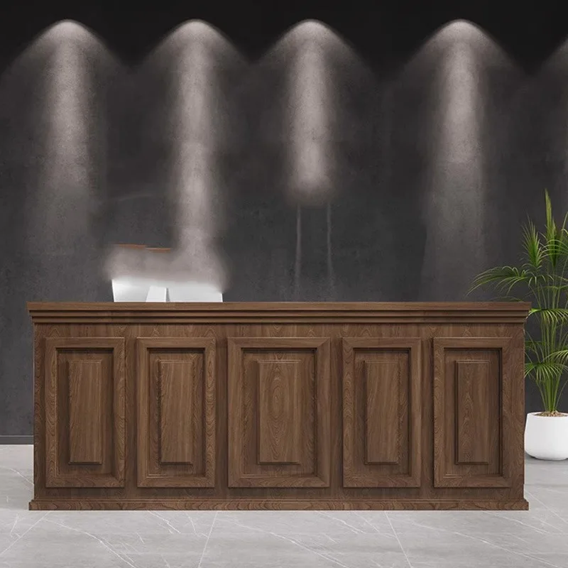 

Wood Hotel Reception Desks Salon Beauty Welcome Aesthetic Reception Desks Restaurant Executive Mostrador Commercial Furniture