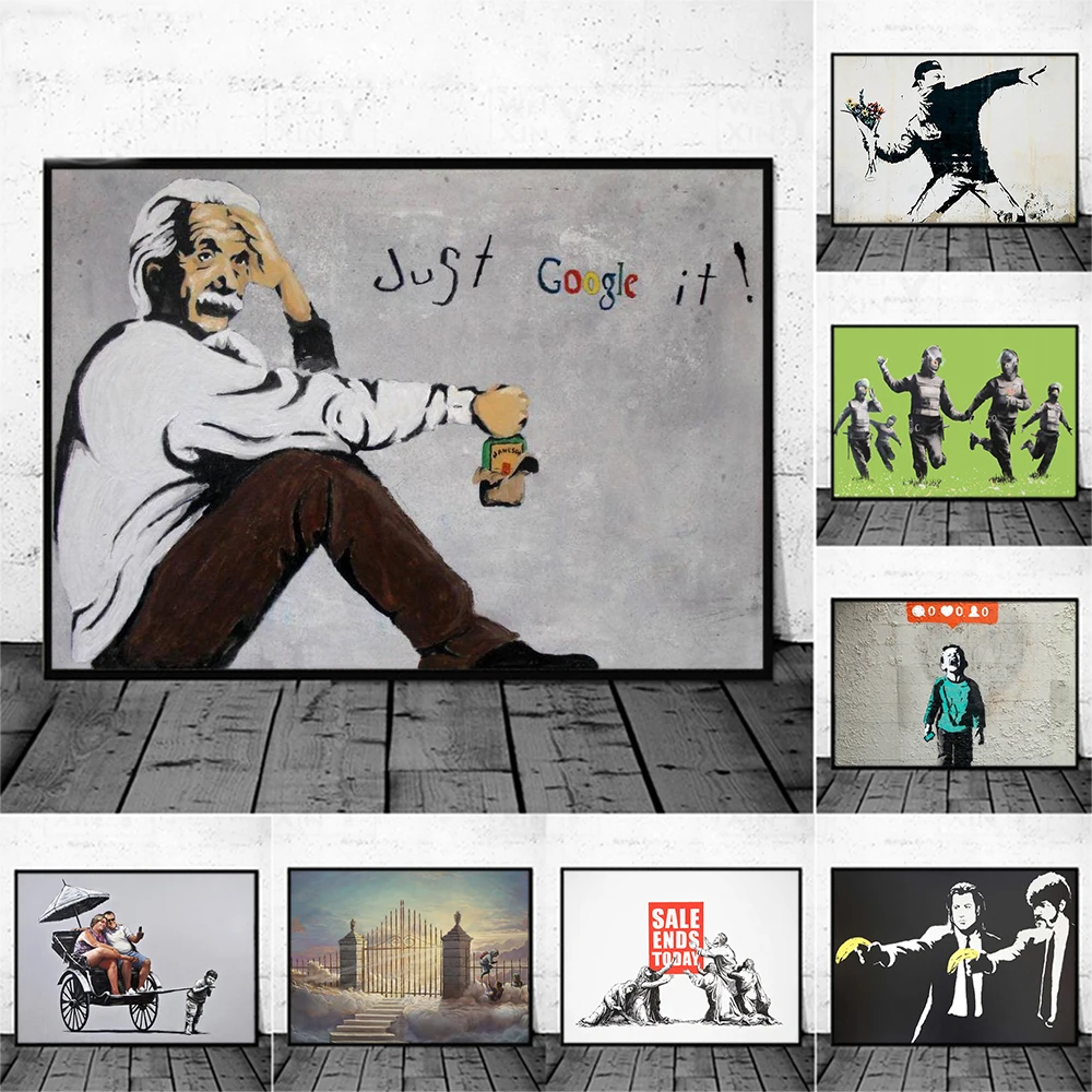 Banksy Street  Newest Posters and Prints Vintage Canvas Painting Modern Wall  Living Room Decoration Home Decor Cuadros