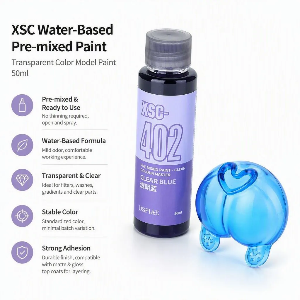 DSPIAE XSC Series 50ML Pre Mixed Water Based Paint Basic Color Master Spray Painting Painted Model Kit Pigment for Hobby DIY New