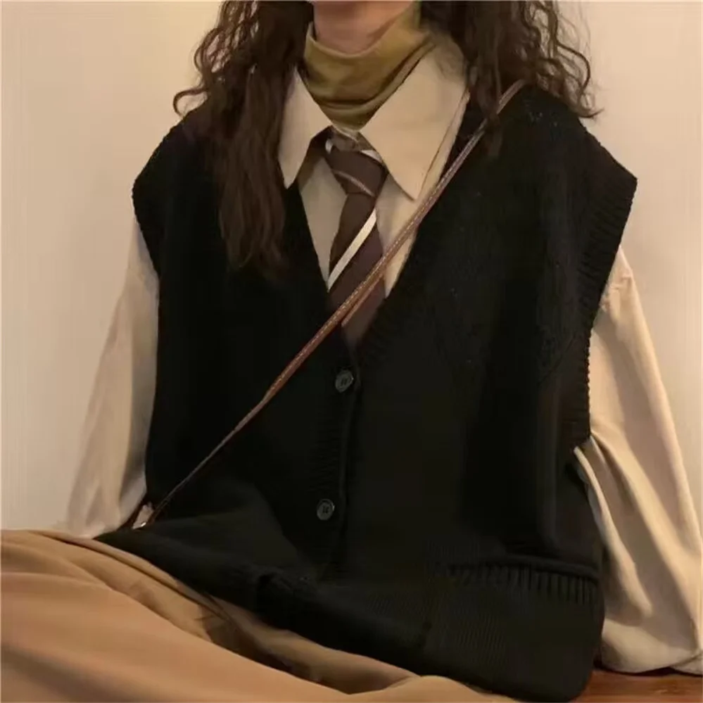 Suéter de punto Simple para mujer, chaleco Vintage japonés para estudiantes, ropa de ocio que combina con todo, elegante, a la moda, otoño