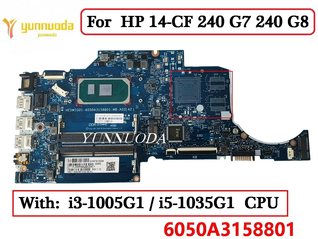 6050A3158801 For  HP 14-CF 240 G7 240 G8 Laptop Motherboard With i3 i510th CPU L89469-601 L89470-601 100% Tested