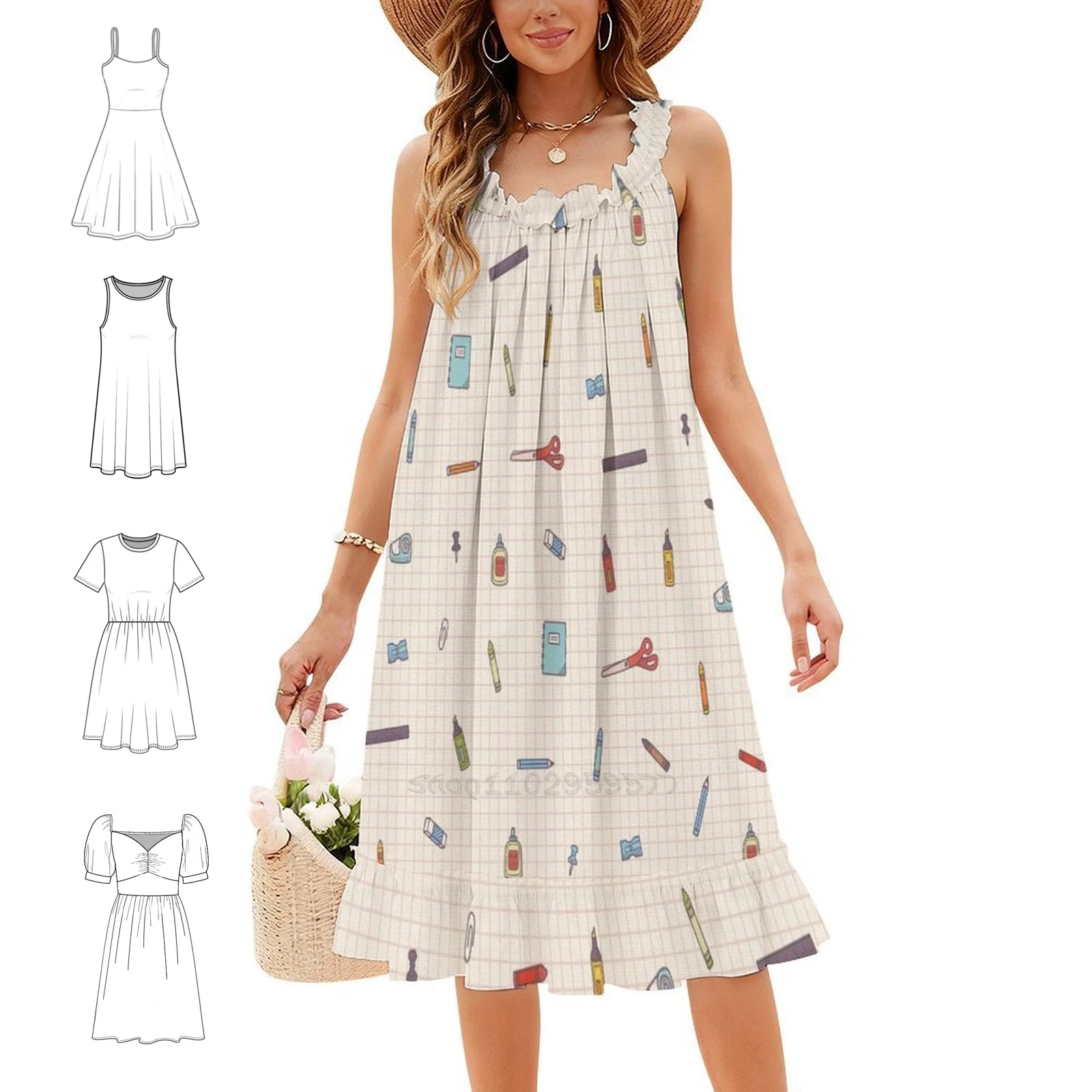 Back To School Women's Streetwear Party Dress Trendy Print Club Clothing For Female Back To School School Pencil Teacher