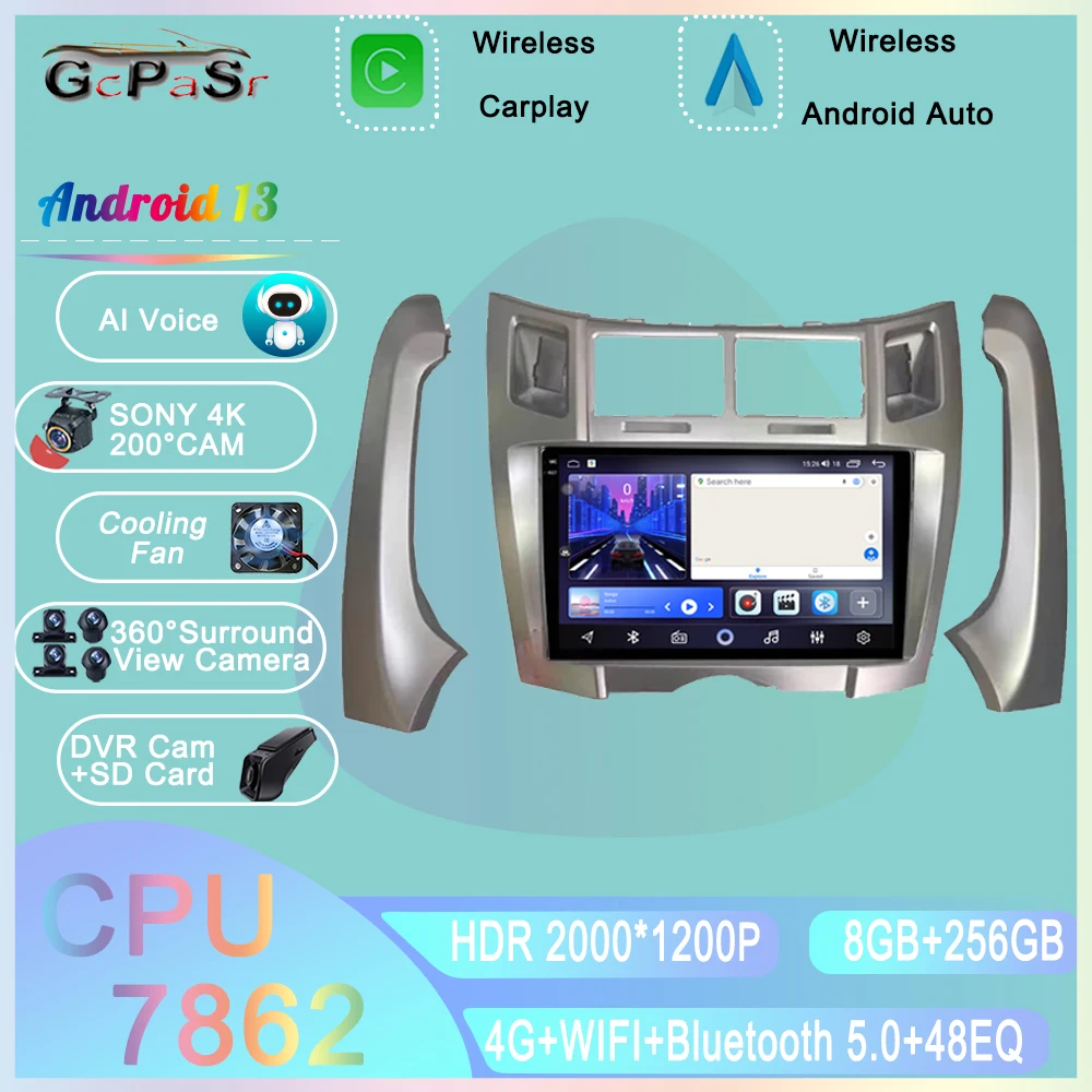 

For Toyota Yaris Vizi 2005 2006 2007 - 2012 Carplay Car Multimedia Player Radio XP90 Car Radio Android 13 Auto GPS Navigator