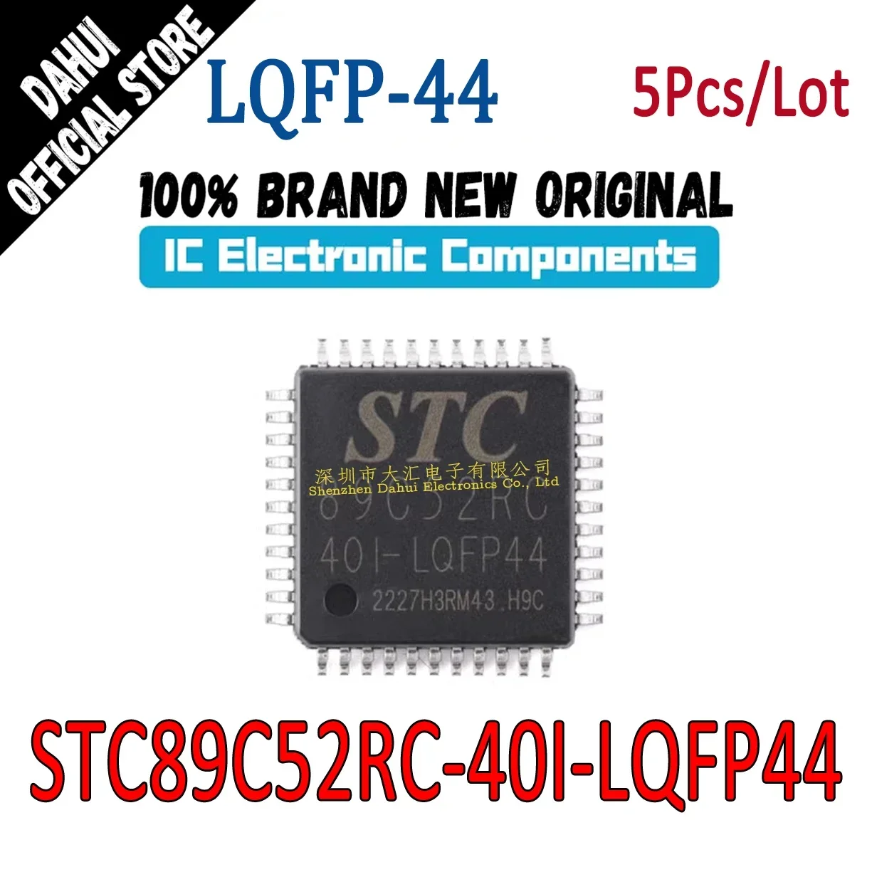 

5Pcs STC89C52RC-40I-LQFP44 89C52RC 40I LQFP44 MCU Microcontroller chip IC Brand New Original In Stock