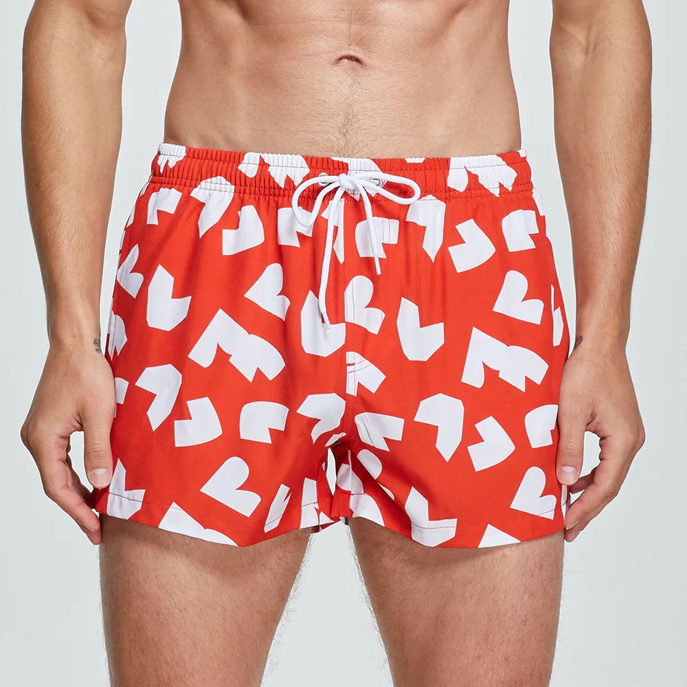 Pantalones cortos de playa estampados a la moda para hombre, pantalones cortos informales holgados de secado rápido para el hogar, bañadores para surf y vacaciones, Sunga Masculina