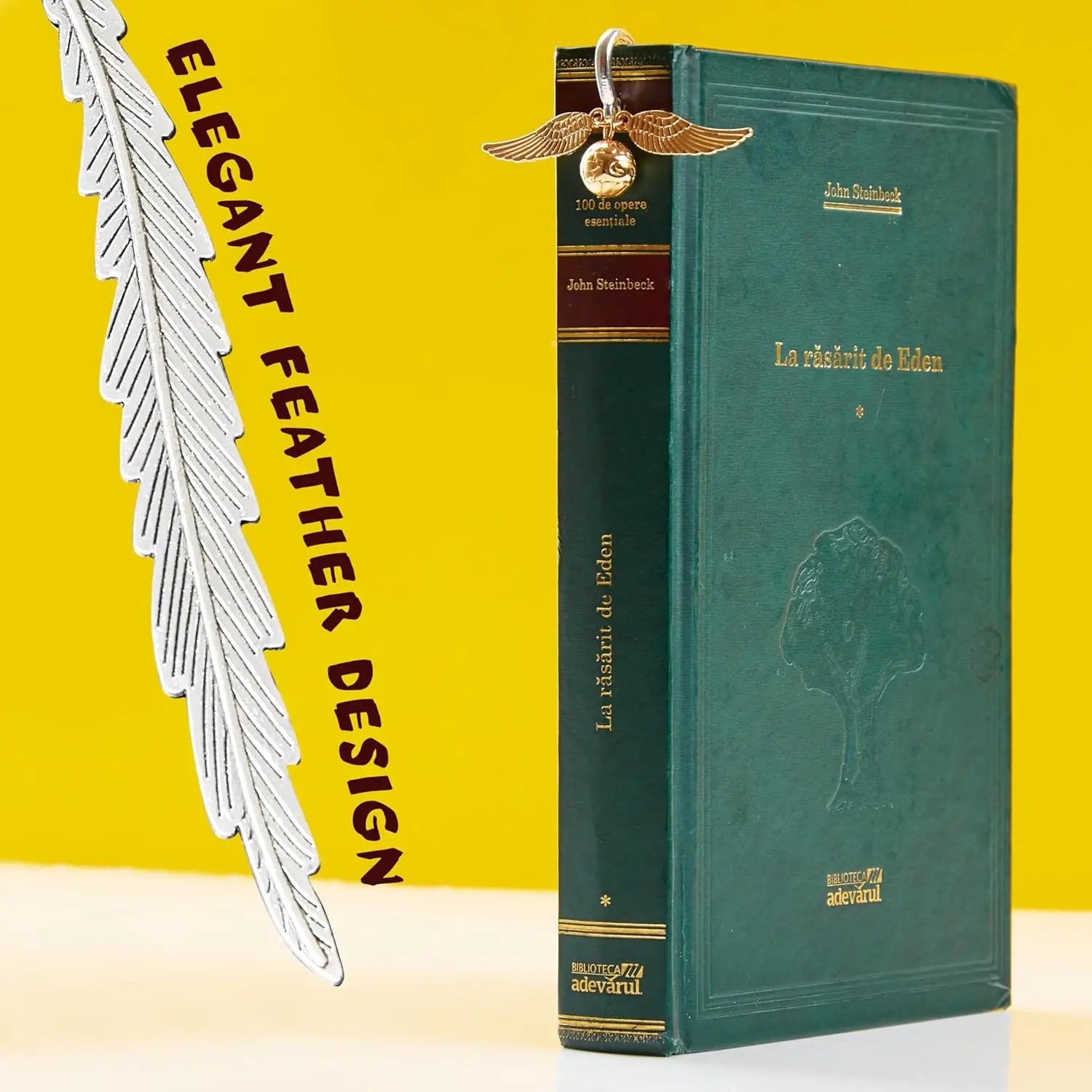 Magic Academy Metal Bookmark with Ornament Golden Snitch Hogwarts Reading Gift Christmas Stocking Book Lover Gift (Silver/Gold)