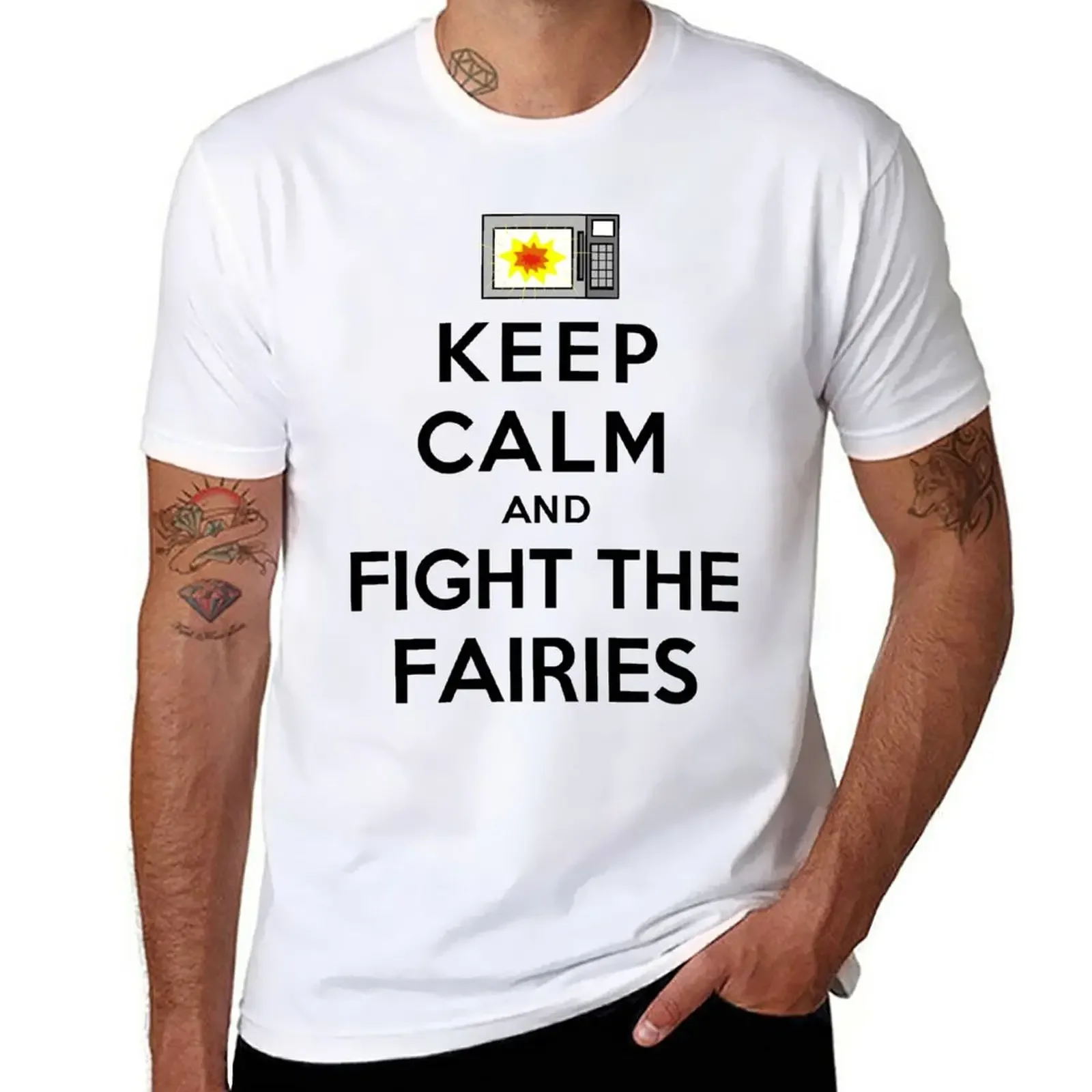 Keep Calm And Fight The Fairies (Black) T-Shirt Aesthetic clothing plus size tops mens vintage t shirts