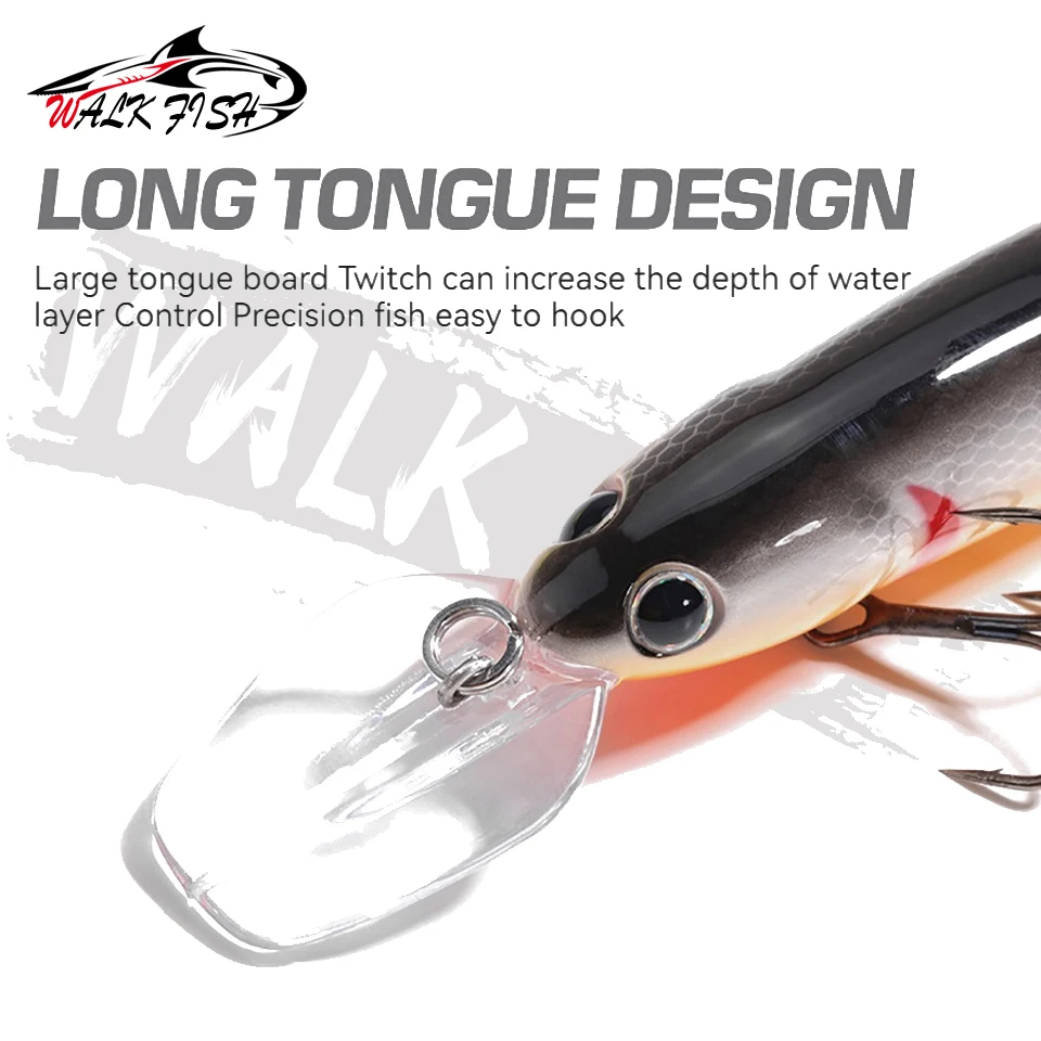 WALK FISH Floating Minnow Fishing Lure 120mm 17g Pike 3 hooks Hard Bait Crank Bait Wobbler Jerkbait Tackle Artificial Hard Lure