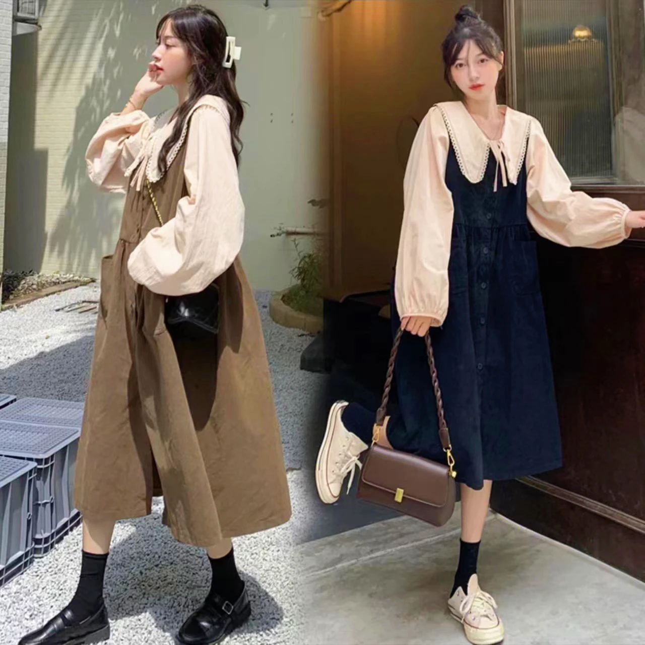 Plus size Fat Mm2024 Early Autumn New Design Sense Loose Shirts Black French sle Temperament Dress Two-piece Set Women