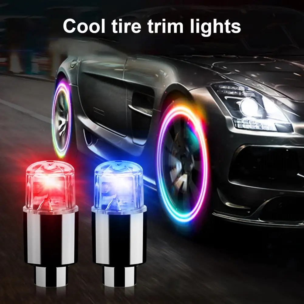 4Pcs Mini Waterproof Tire Valve Cap Lights Strong General Performance Replacement Luminous Tire Valve Cap Lights