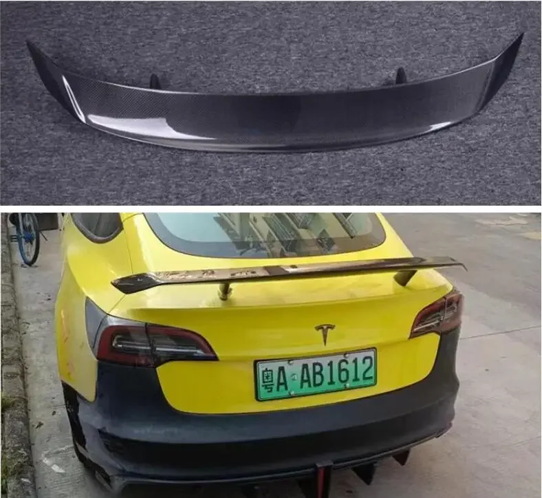 For Tesla MODEL 3 2017 2018 2019 2020 2021 2022 Rear Carbon Fiber Wing Lip Tail Trunk Spoilers Body Kit