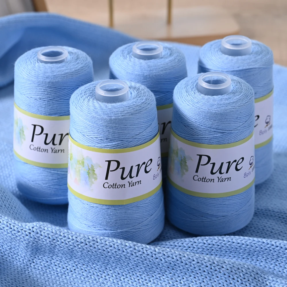 500g 100% Reines Baumwollgarn 5-Konenset je 100g Weiches 8-fädiges Strick- und Häkelgarn für Pullover Babykleidung DIY-Handarbeiten