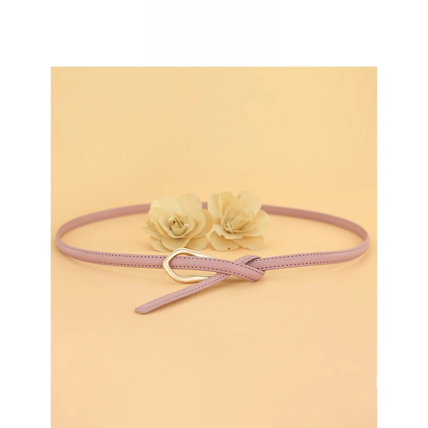 ceinture-esiba-pour-femme-elegante-en-cuir-rose-decoratif-avec-chaine-de-taille-decontractee-et-polyvalente-pour-l'ete-boucle-en-alliage-lien-de-taille