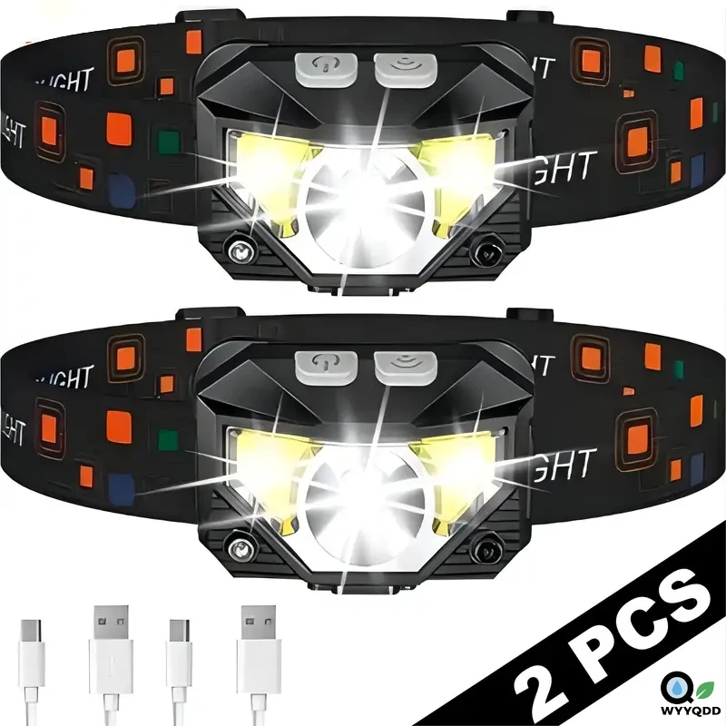 

1pcs Rechargeable Headlamp Motion Sensor LED Headlight For Outdoor Camping, Running, Fishing, Emergency Response