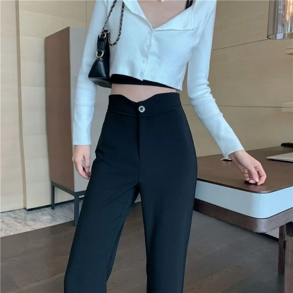 Trousers for Women Casual Summer Women\'s Bell Pants 2024 Flared Leggings Aesthetic Tailoring Fluid High Waist Black Suit Pants