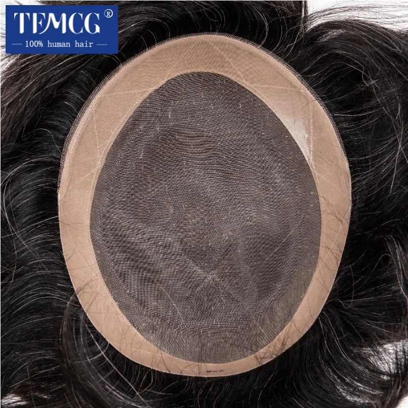 

Durable Male Hair Prosthesis Fine Mono 100% Natural Human Hair Toupee Men's Wig Replacement System Unit Man Hairpiece Men Wig