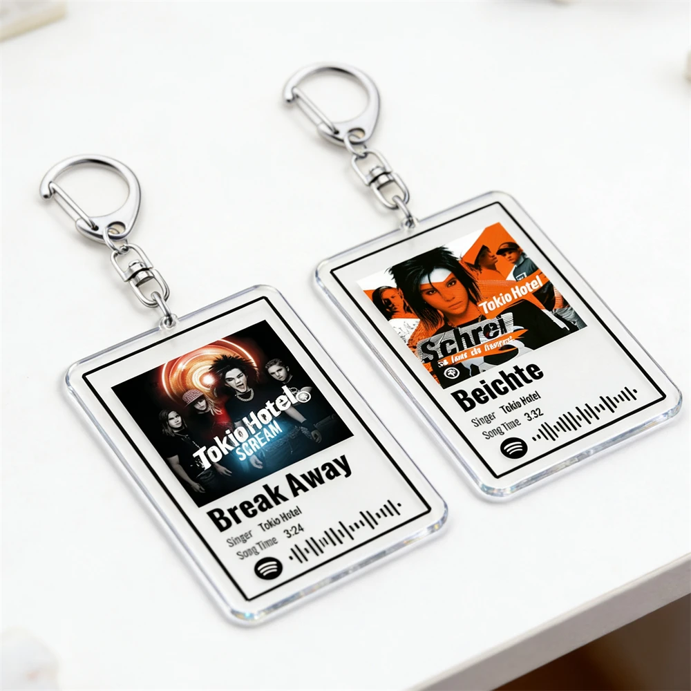 Tokio Hotel Band Music Keychains for Women Accessories Bag Automatic Schrei Tom Bill Kaulitz Songs Keyings Jewelry Fans Gifts