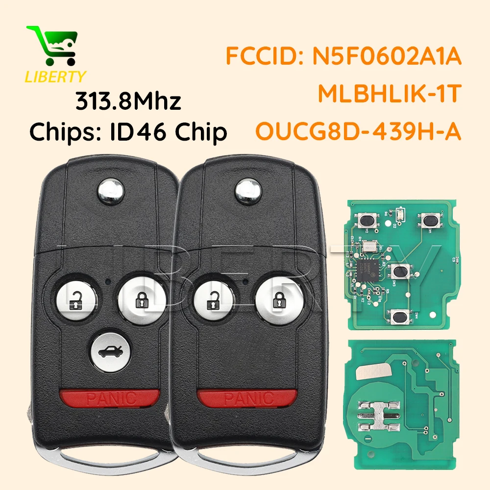 

Liberty для Honda Acura MDX RDX TL TSX ZDX брелок 313,8 МГц ID46 чип N5F0602A1A MLBHLIK-1T OUCG8D-439H-A откидной дистанционный автомобильный ключ