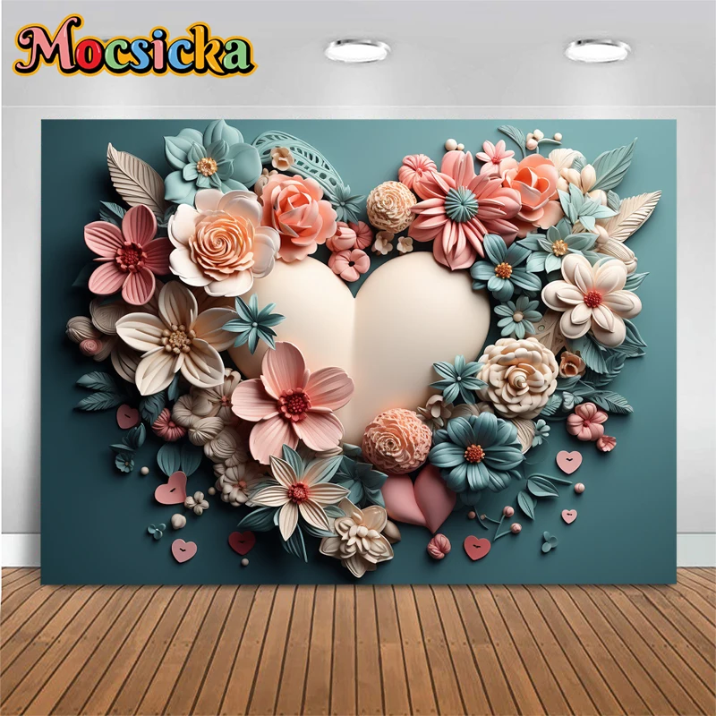 Mocsicka عيد الأم خلفية التصوير الفوتوغرافي الوردي زهرة القلب زينة الحفلات الكبار فتاة الأمومة صور خلفية استوديو الدعائم