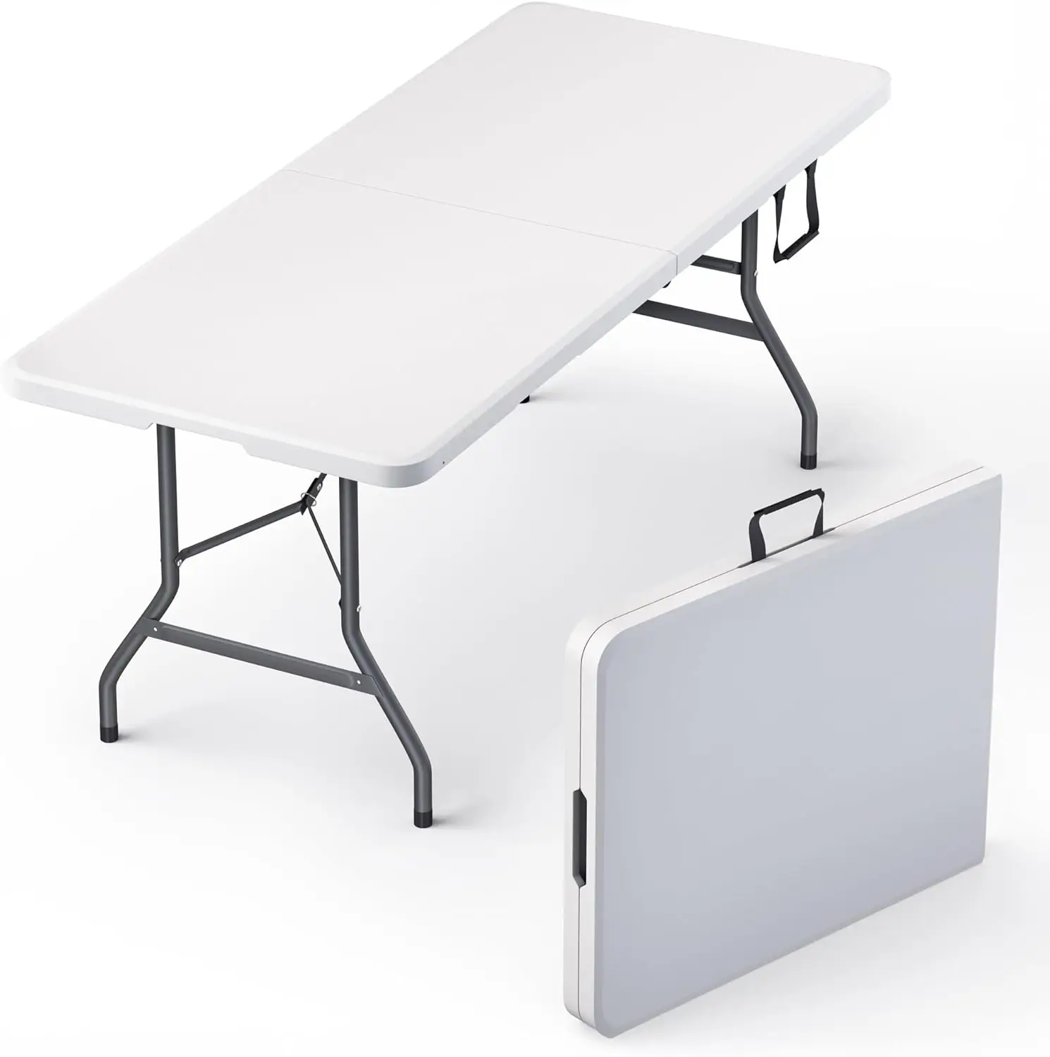 

6 Feet Foldable Table With Built In Handle & Steel Legs | Heavy Duty Portable | Perfect For Party, Dining, Wedding, Events,