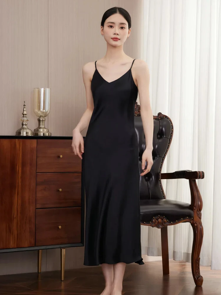 

Sexy V Neck Silk Long Nightgown 100% Mulberry Silk Mulberry Silk Women Home Camisole Dress Bridal Morning Gown Slip Nightdress