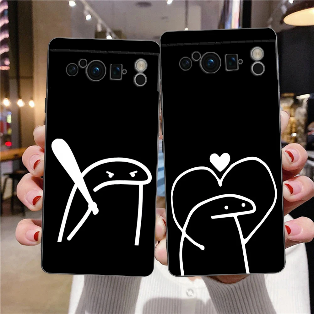 Phone Case For Google Pixel 9 8 8A 7 7A 6 Pro XL 6A 5G Black Soft Shockproof Back Cover TPU Shell Cute Cartoon Matchman