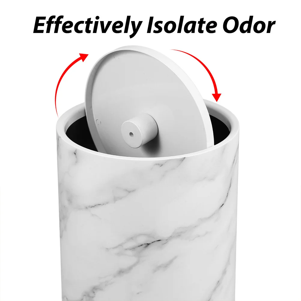 

Modern Marble Look Trash Can Large Size Plastic Waste Bin for Home Kitchen Bathroom Easy Maintenance Decorative Garbage