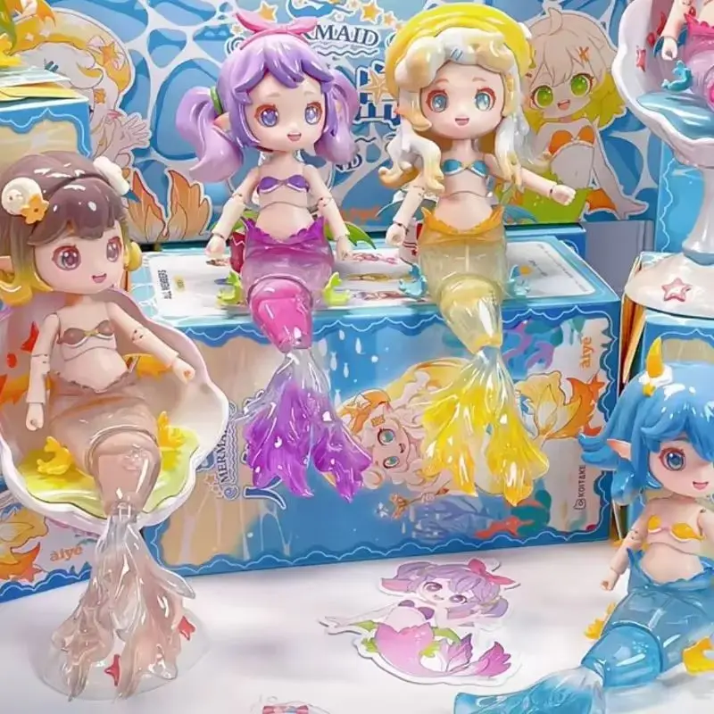 Conjunto de brinquedo sereia kawaii para namorada, caixa cega, super fofo, aiye, ilha série, boneca móvel bjd, presentes do dia dos namorados