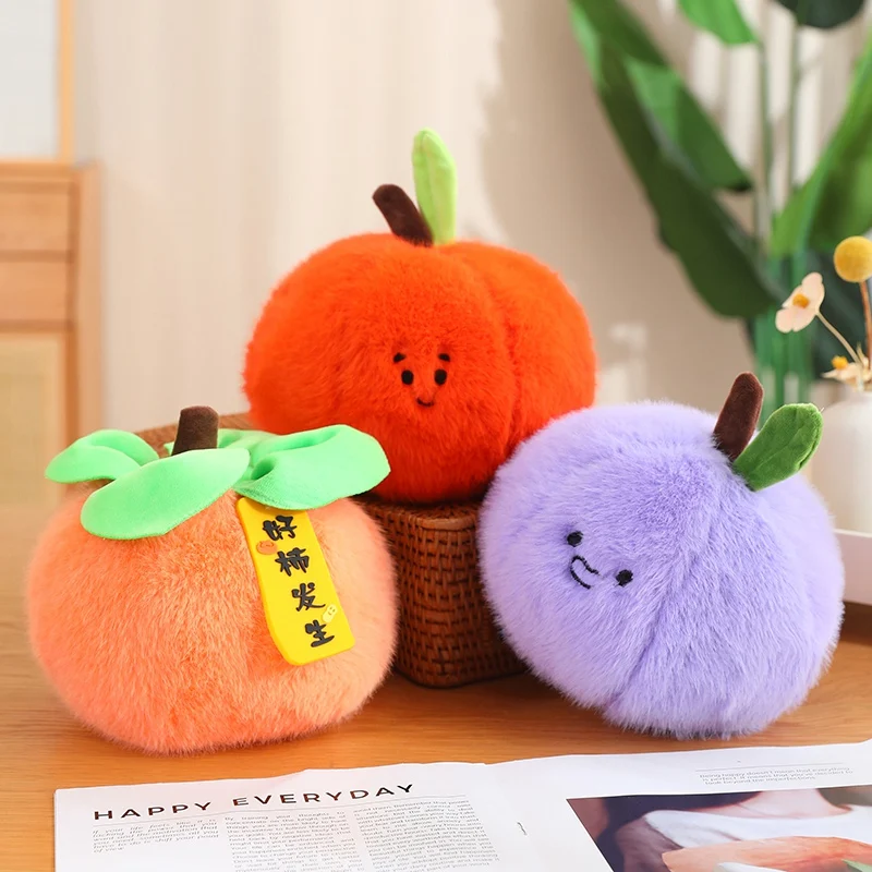 Creative Fruit Plush Toy Stuffed Pumpkin Orange Blueberry Pear Persimmon Doll Kawaii Living Room Sofa Decoration Great Gift