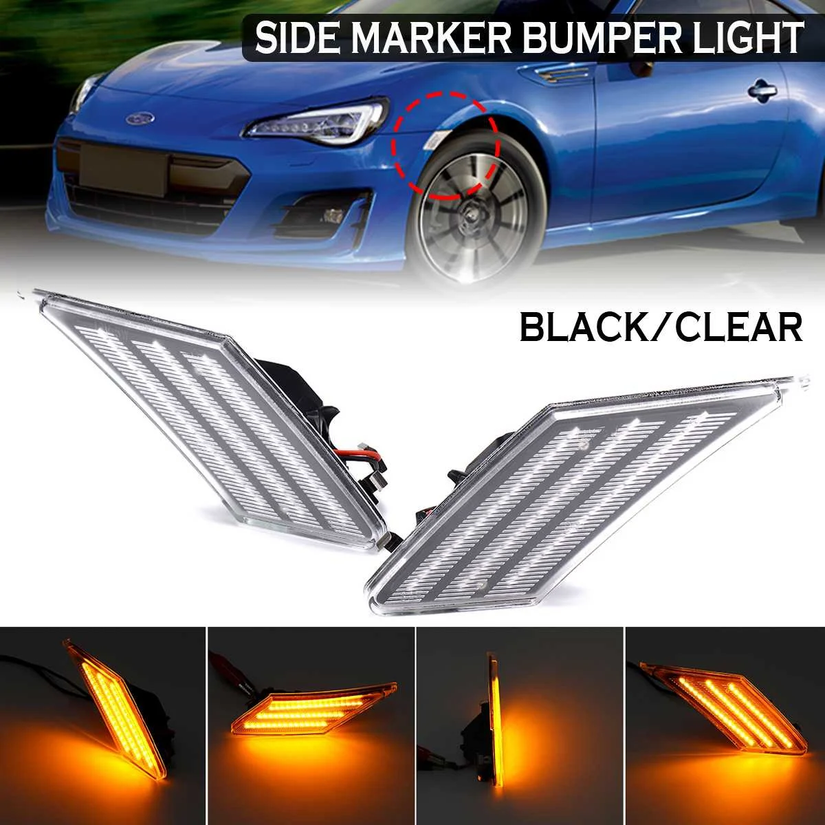 Dinâmico LED Turn Signals, Luz Fluindo, Side Marker, Bumper Light, Pisca Sequencial, Subaru BRZ, Scion FR-S