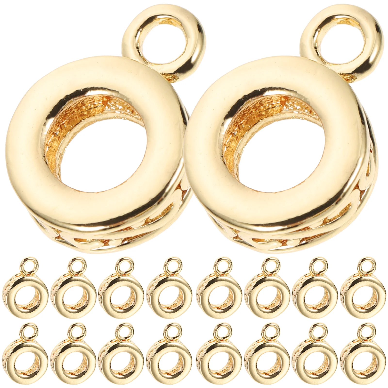 

20pcs Copper Bail Beads Large Hole Pendant Spacer Necklace Bracelet Metal Connector DIY Craft Jewelry Supplies Charm Hangers