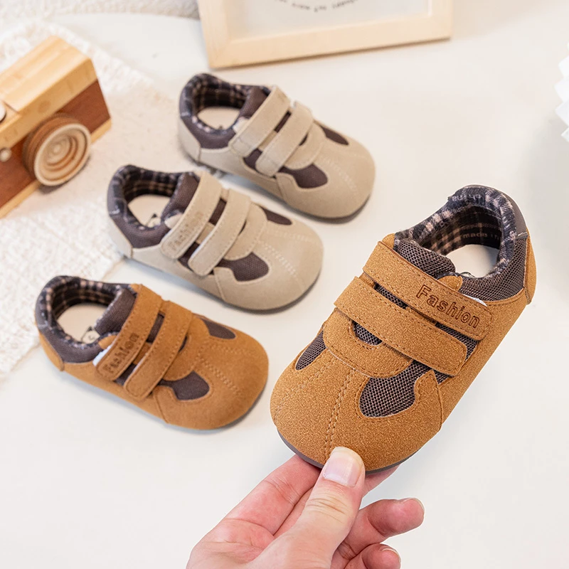 Kids Retro Casual Sneakers Double Hook and Loop Strap Soft Sole Children First Walkers Non‑Slip Boys Girls Daily Walking Shoes