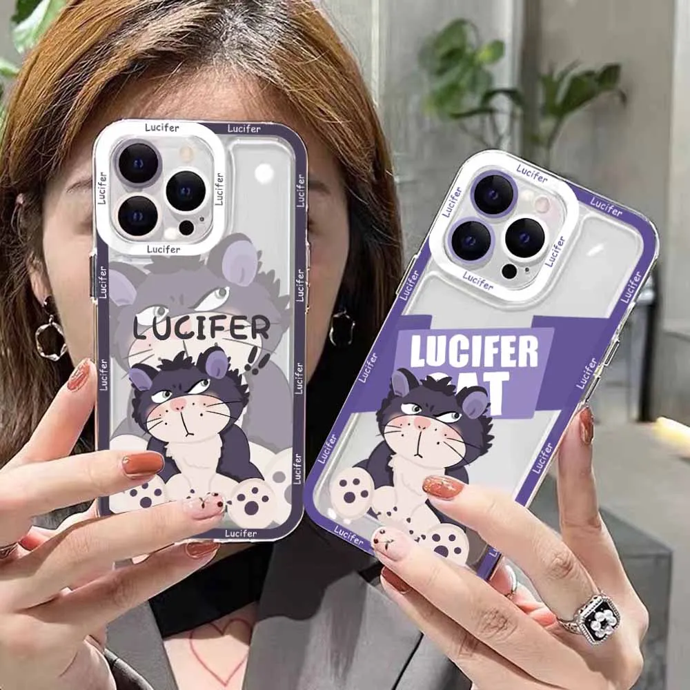 Cute Disney Lucifer Clear Case For Samsung A73 A72 A71 A55 A52 A51 A50 A42 A35 A33 A32 A31 A30 A24 A23 A22 A13 A12 A05 5G Cover