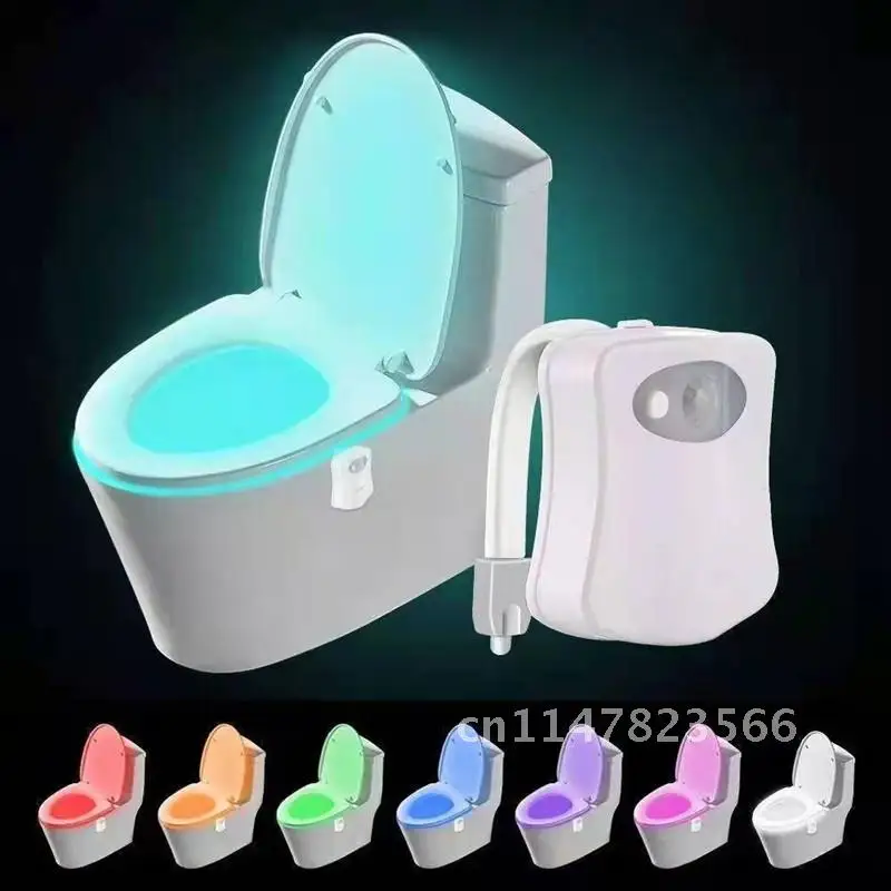 WC Smart Bathroom Toilet Nightlight LED Body Motion Activated On/Off Seat Sensor Lamp 8 Color Toilet lamp hot