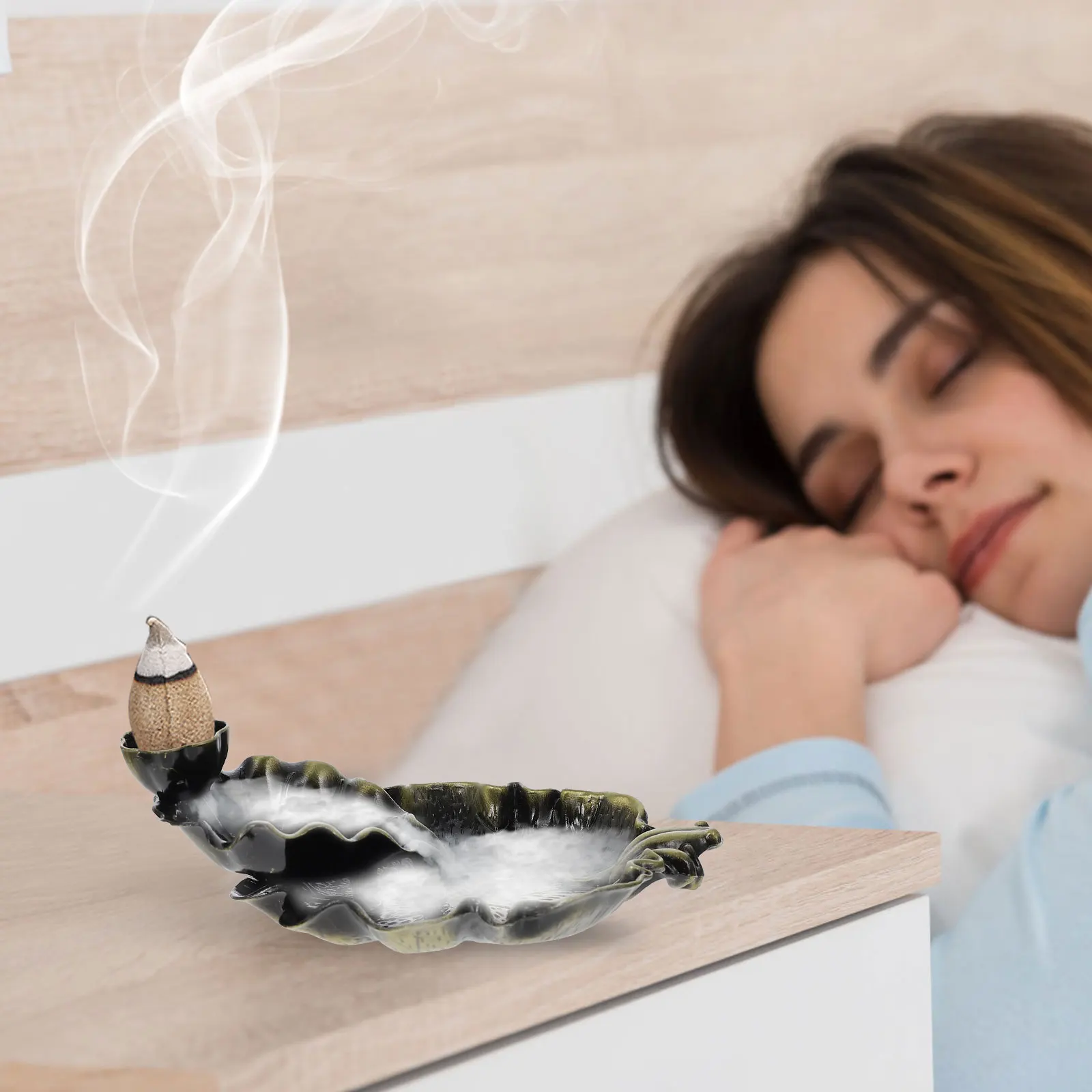 

1Pcs Lotus Leaf Backflow Incense Burner Zinc Alloy Aroma Stove for Yoga Meditation Room Chinese Style Zen Decoration Incense