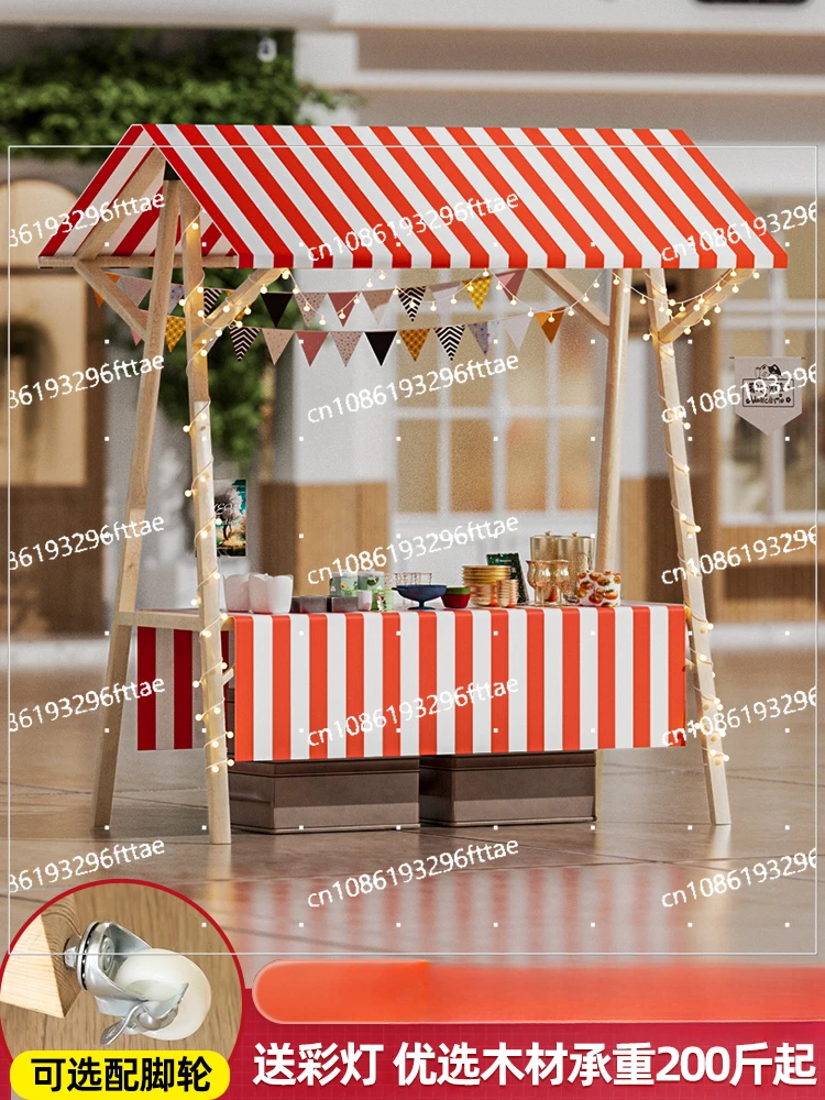 

Folding Mobile Stall Night Market Display Stand Market Solid Wood Promotion Cart