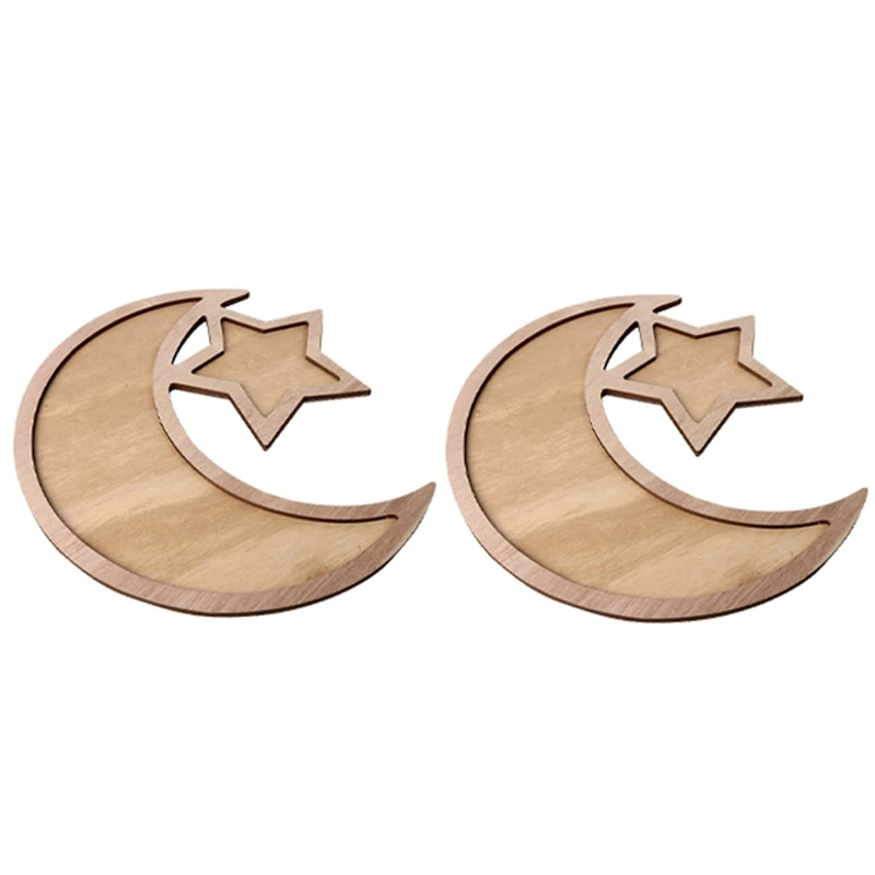 

AT19-Wooden Tray Home Decoration Storage Box Ornaments Eid Decoration Islamic Muslim Decoration Dessert Tray Crafts