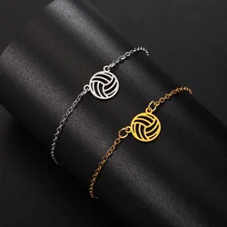 HIPEE Fashionable Beach Volleyball Pendant Bracelet for Woman Man Stainless Steel Beach Volleyball Charm Bracelets Sport Jewelry