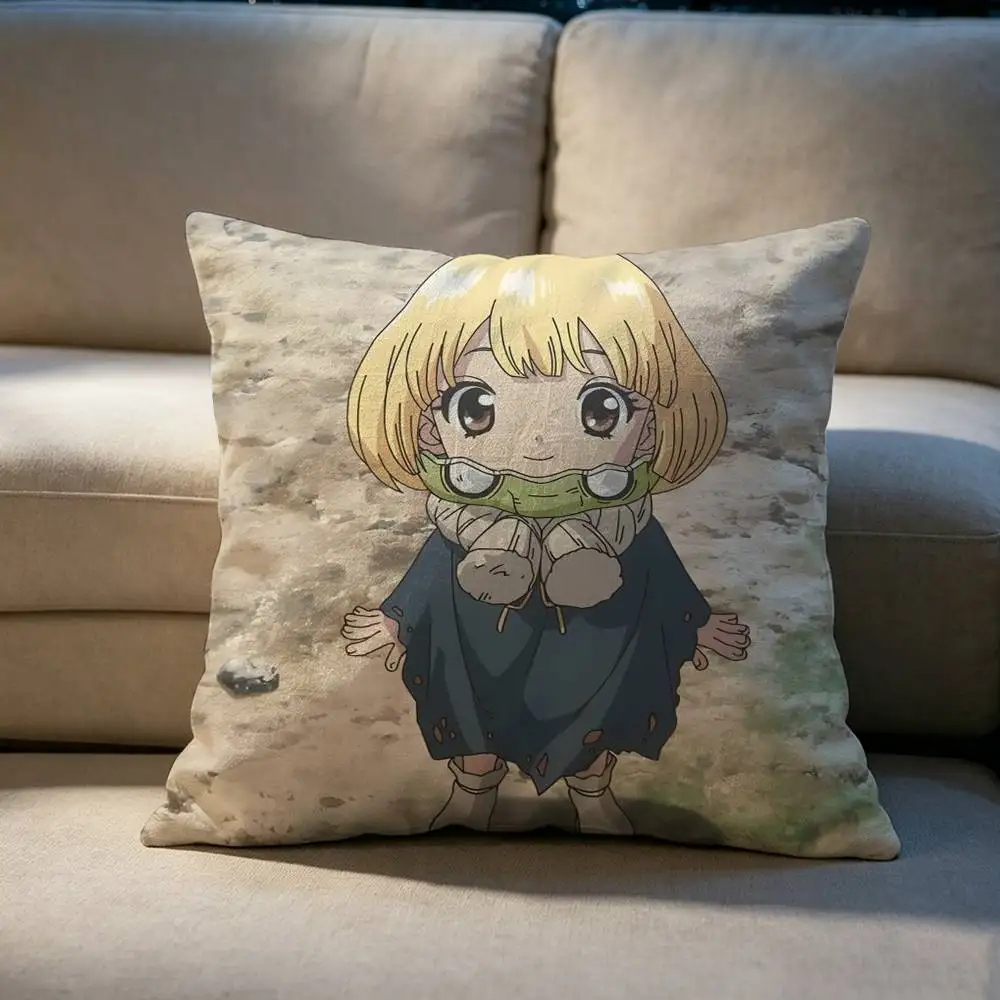 Dr.STONE S-Suika Double-sided printed pillow cover Solid color minimalist pillowcase, fits all bedroom styles