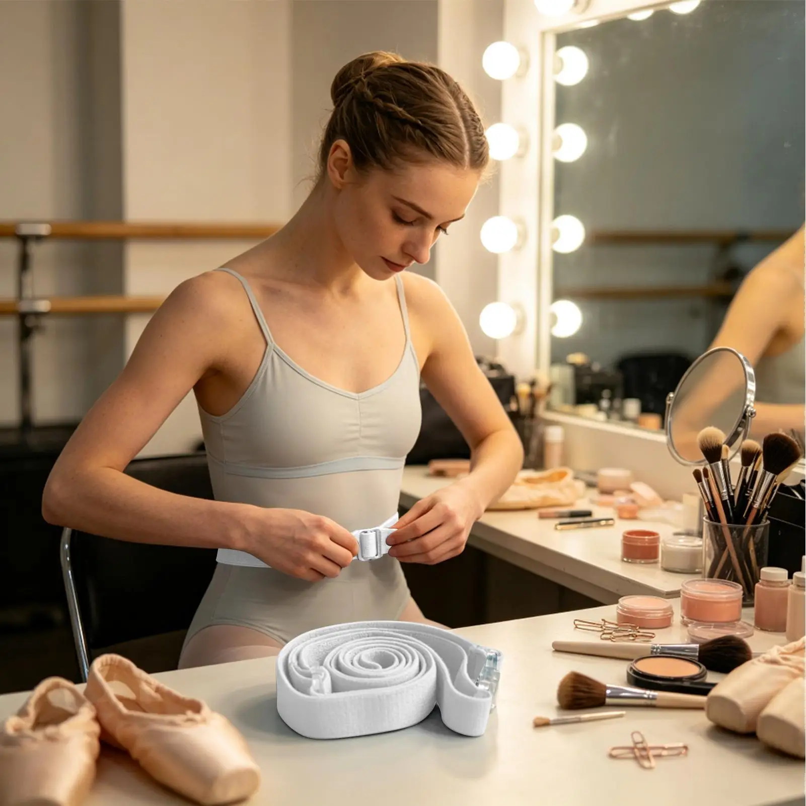 Ballet Belt for Girls Adjustable Breathable Dance Grading Waistband Professional Dance Girdle for Dancers Students Beginners