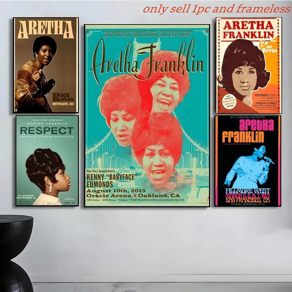 Queen of Soul A-Aretha Franklin Poster Poster painting with prints Home bedroom living room decoration gift