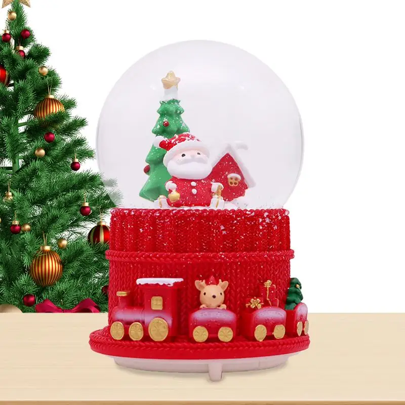 Snow Globes With Music Resin Base Glass Snow Globe Music Box Decorative Santa Claus Musical Box Christmas Tabletop Ornaments For