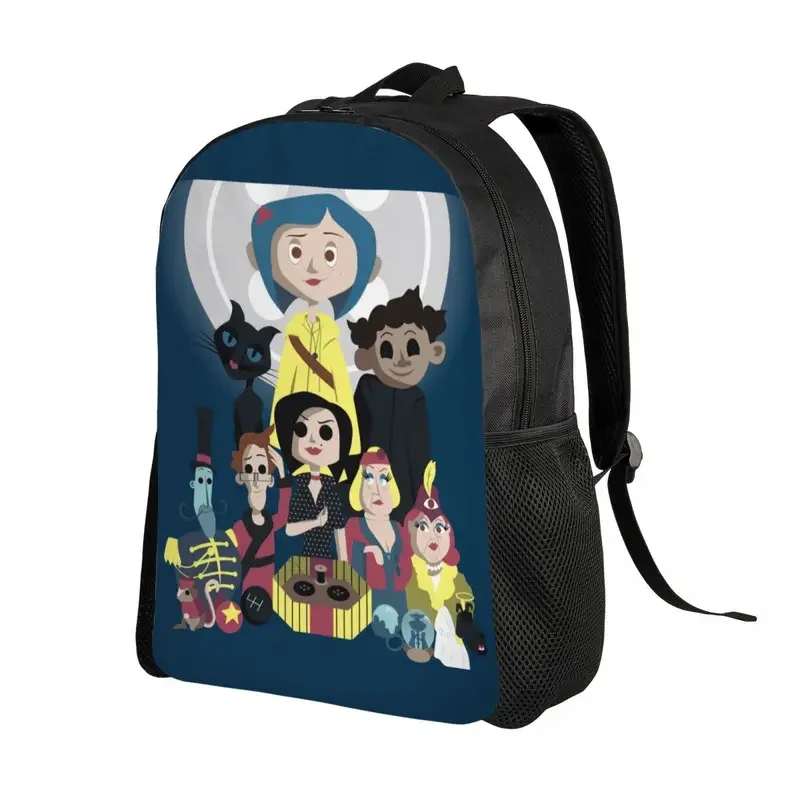 Custom Coraline Character Horror Film Backpacks for Women Men School College Students Bookbag Fits 15 Inch Laptop Bags