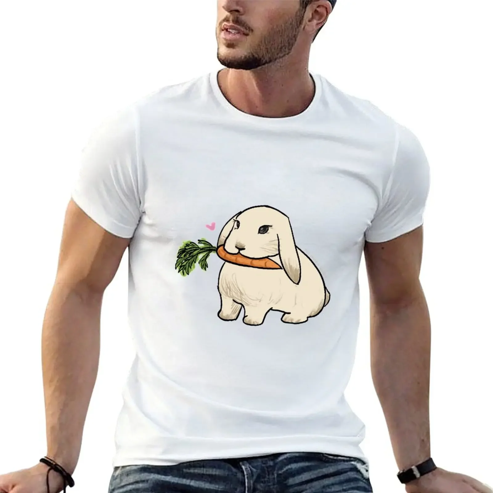 

Rabbit with Carrot T-Shirt hippie clothes Short sleeve tee vintage graphic tee croswit shirt man mens plain t shirts